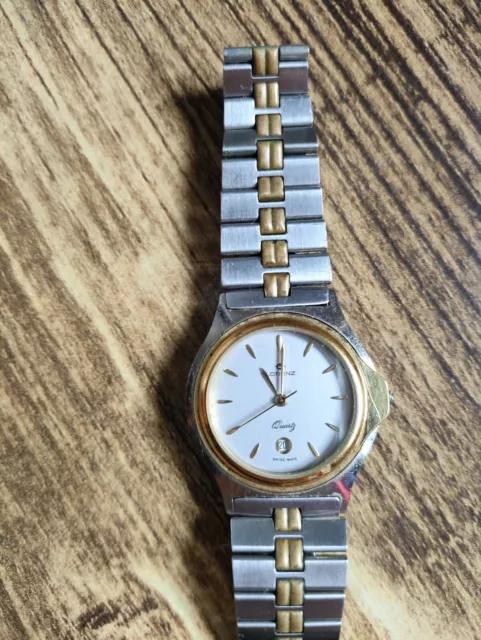 orologio Lorenz vintage anni '70 in acciaio al quarzo unisex placato oro