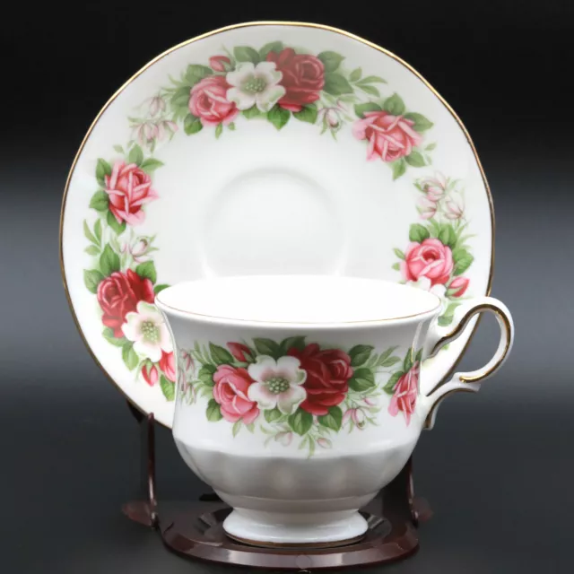 Lovely Vintage Bone China Queen Anne Tea Cup & Saucer Floral Theme - England