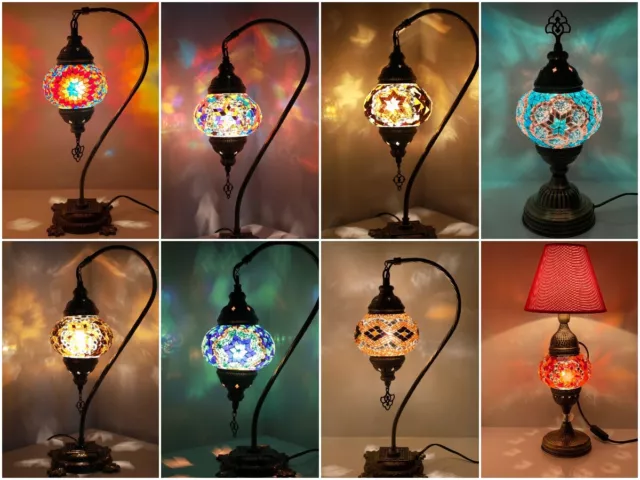 Turkish Moroccan Lamp Tiffany Glass Colourful Desk Table Lamp - UK Certified