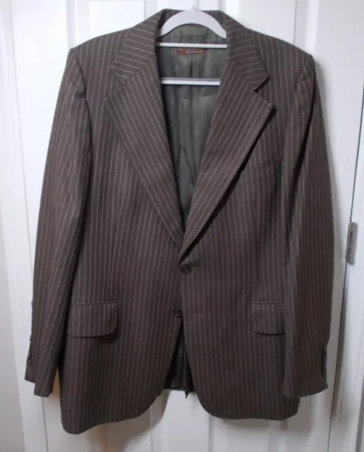 men's vintage LUXURY LANVIN Paris/NY brown wool pinstripe blazer US 46 XL