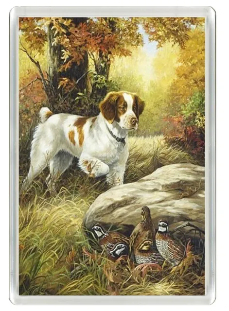 Brittany Spaniel Dog & Birds Art Print Novelty Fridge Magnet   Great Gift