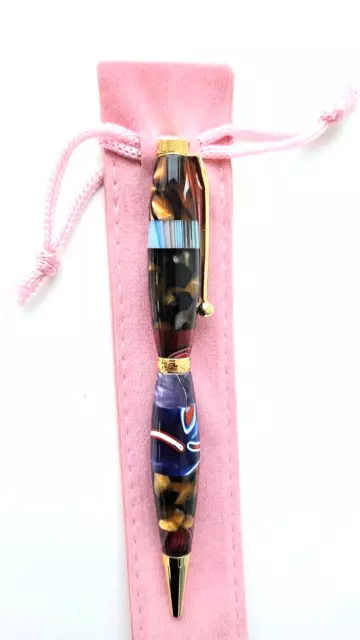 BPT Pen No 447 Slimline. Multicoloured. Gold Trim