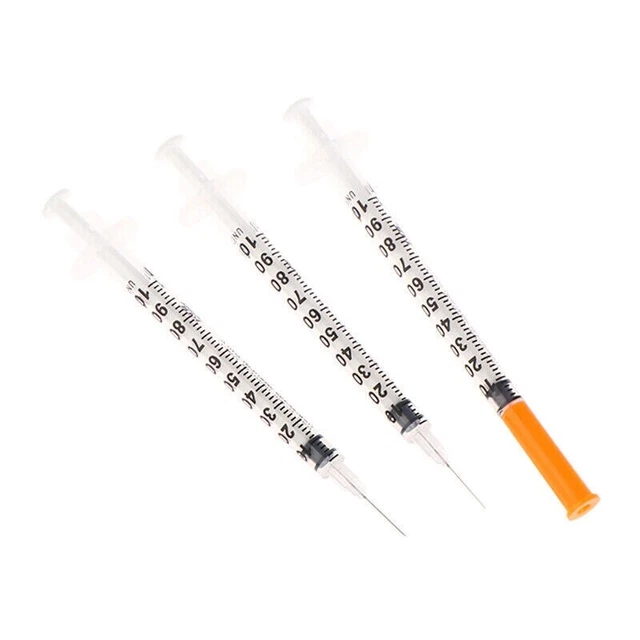 10 PIEZAS Dispensador líquido 1 ml jeringa de insulina estéril con tapa naranja desechable