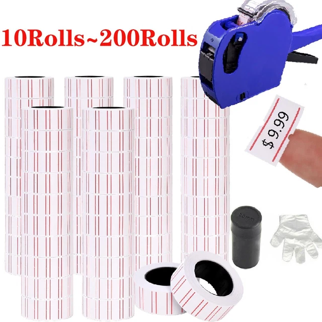 20 Rolls / 600pcs White Price Tag Sticker Labels For MX-5500 Gun – Includes 2 Ink Refills