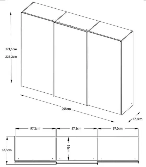 Staud Sonate Como Schwebetürschrank Kleiderschrank Glas weiß Spiegel optional 3