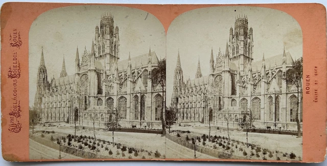 Frankreich Rouen KIRCHE Saint-Ouen-Sur-Seine c1875 Foto Stereo Vintage P78L6n