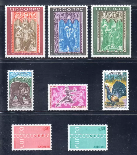 ANDORRE STAMP ANNEE COMPLETE 1971 YVERT N° 209/216 , 9 TIMBRES NEUFS xx LUXE