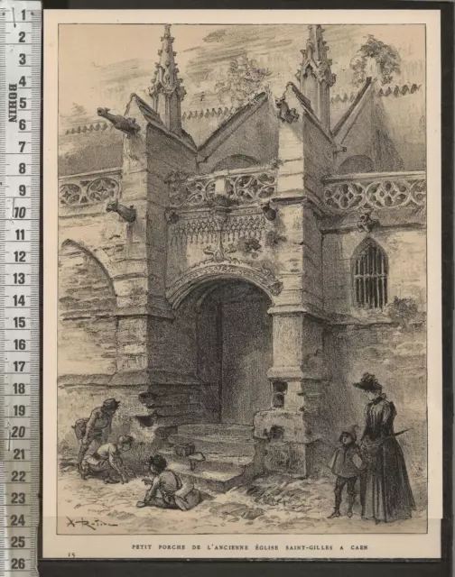 G433 / Gravure  /  Petit Porche De L Ancienne Eglise Saint-Gilles A Caen