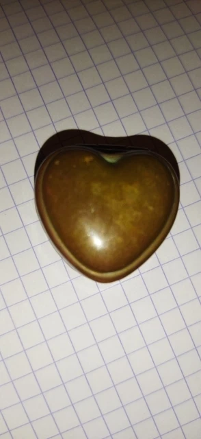 Petite Boîte Vintage En Laiton En Forme De Cœur - Idéale Pilulier, Bijoux Ou Décoration - Bon état Général