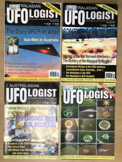 4 Vintage Australasian UFOlogist Magazine 2001/2002 - Australian UFO Reports