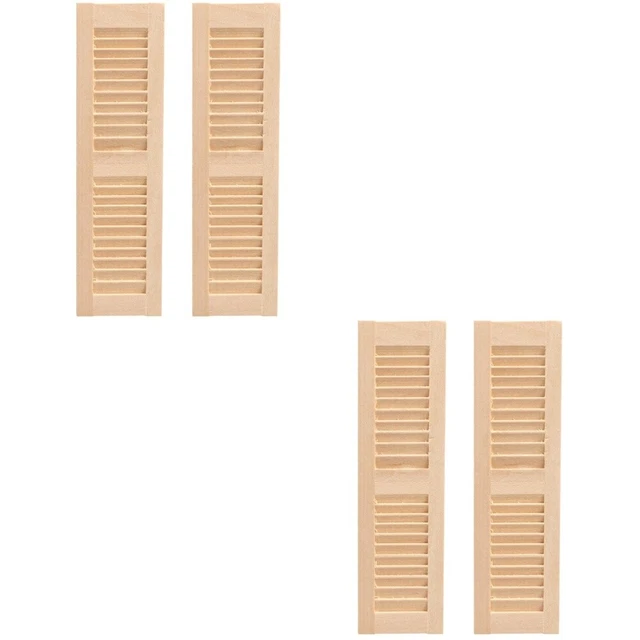 2x Miniature Wooden Exterior Door Doll Furniture Decors DIY Tiny Shutters