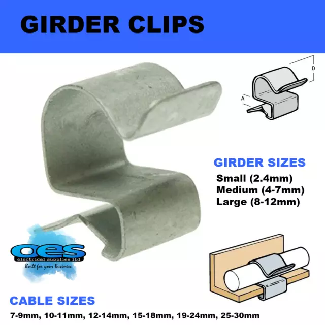 Girder Cable Clips Metal Edge Various Size Girder & Cable Britclips Packs Of 25