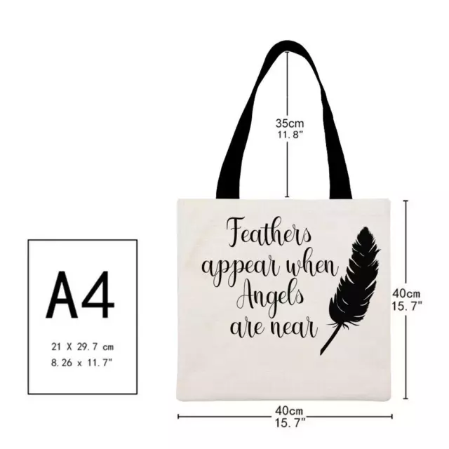 5# Feathers appear when Angels are near Printed Linen Bag