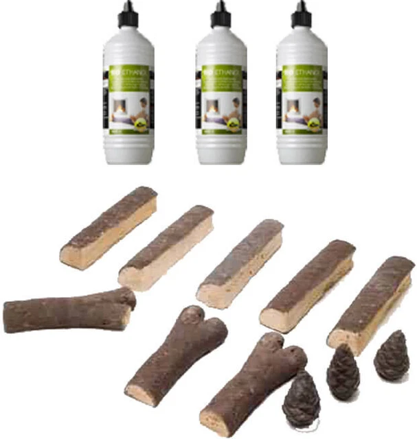 Starter set per caminetti a etanolo legno ceramico ignifugo 14 pezzi