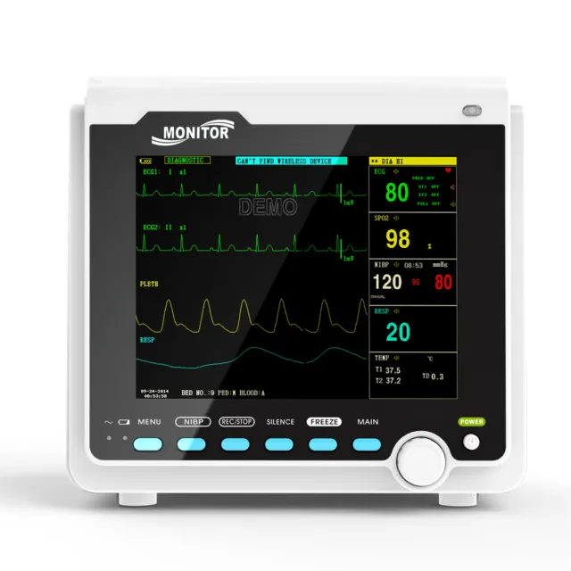 Portable Medical Patient Monitor 8" ICU Vital Signs ECG,RESP,SpO2,PR,NIBP,TEMP 3