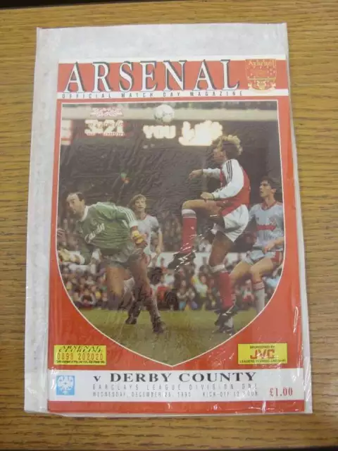 26/12/1990 Arsenal v Derby County [Arsenal Championship Season] (In very good/mi
