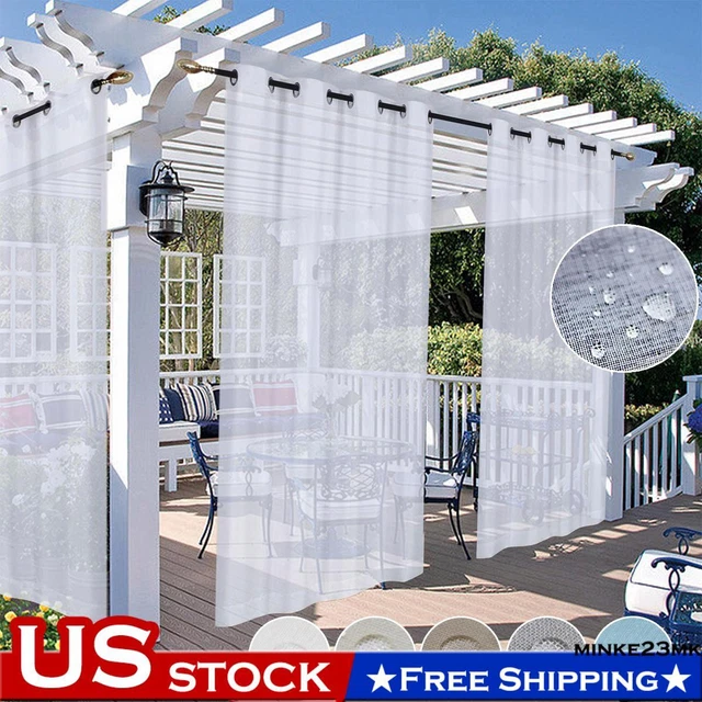 Garden Home Sheer Outdoor Curtains Waterproof Voile Drapes Gazebo Pergola Panel