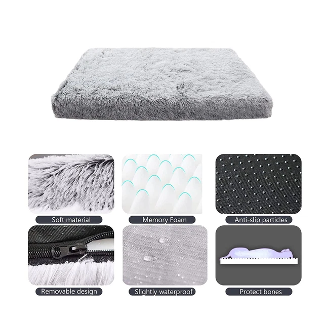 Coussin en peluche doux gris confortable en mousse mémoire de forme pour chien 7
