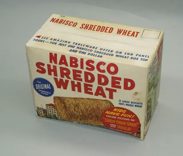 Circa 1950S Nabisco Shredded Wheat Empty Cereal Box - Rin Tin Tin Picture Offer