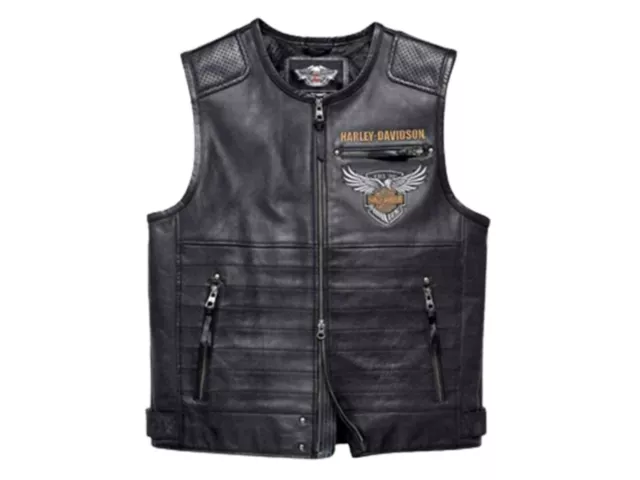 Genuine Leather Black Biker HD Vest| Men’s Motorbike Vest | Men's Black Harley