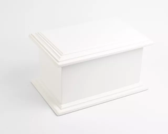 White MDF Wood Cremation Ashes Casket Urn Child Pet Memorial Small Medium Casket