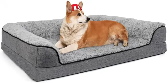Dog Bed for Small Dogs, Washable Pet Sofa Bolster Bed with Removable Cover & Ort