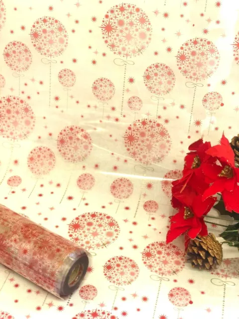 Red Christmas Bauble Cellophane Wrapping Paper | Wedding Birthday Hampers Wrap