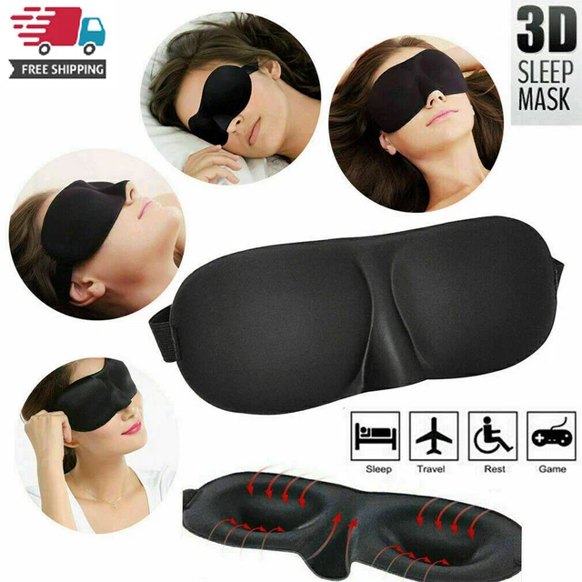 Maschera occhi 3D viaggio sonno morbida imbottita ombra copertura benda occhi Aid