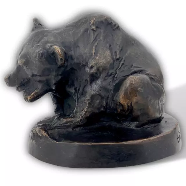 Scultura in bronzo orso dopo Georg August Gaul replica copia figura stile antico 3