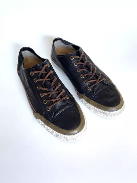 FRYE Greene Low Lace Mens Black Leather Lace Up Lifestyle Sneakers Size 8.5 3