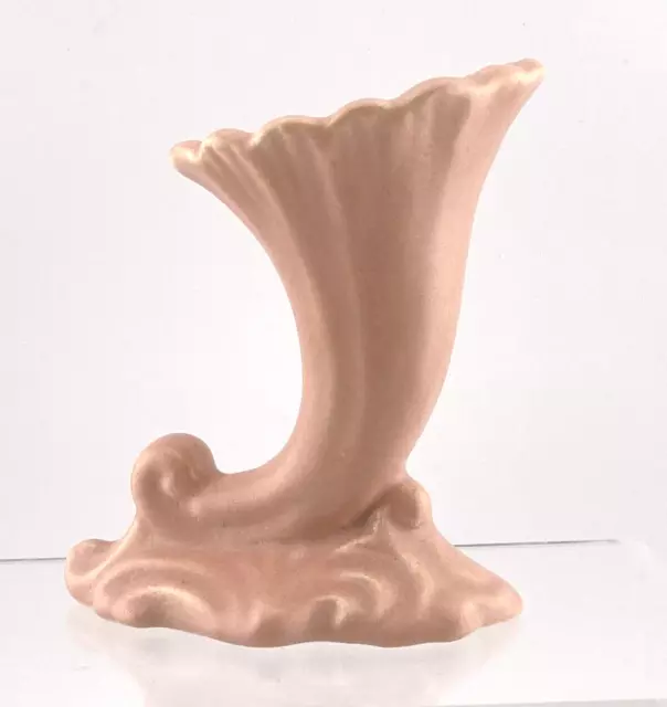 CAMARK Pink 4" Cornucopia Horn Vase Signed Block Letter Stamp (2 chips) c.1930’s