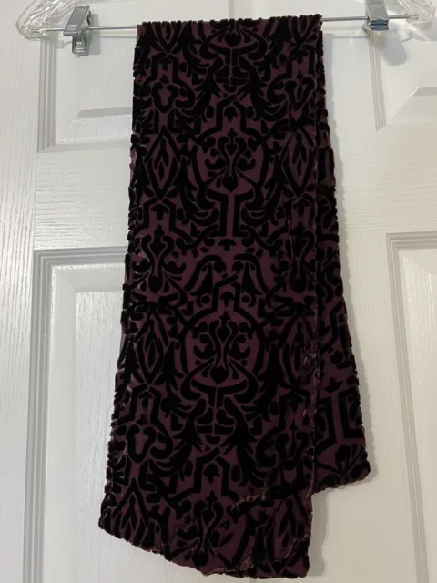 Elaine Gold Purple Paisley Scarf For Collection XIIX Ltd 38x7” Crushed Velvet