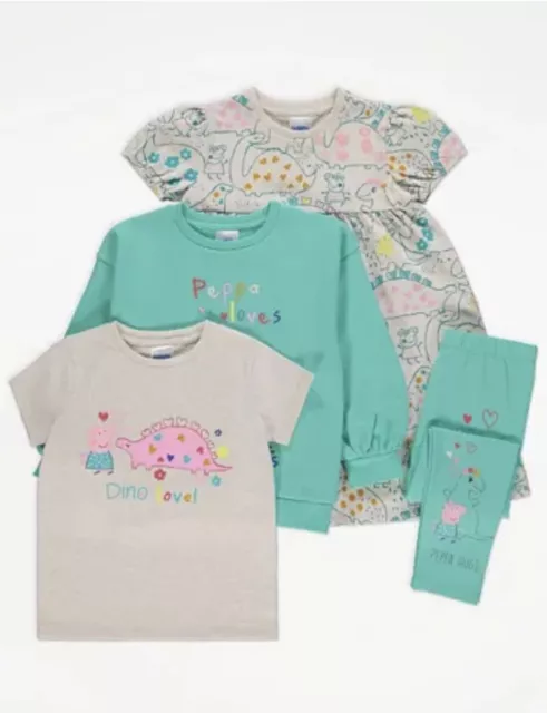 George Asda girls PEPPA PIG outfit top/leggings/dress/T shirt age 12-18 Months