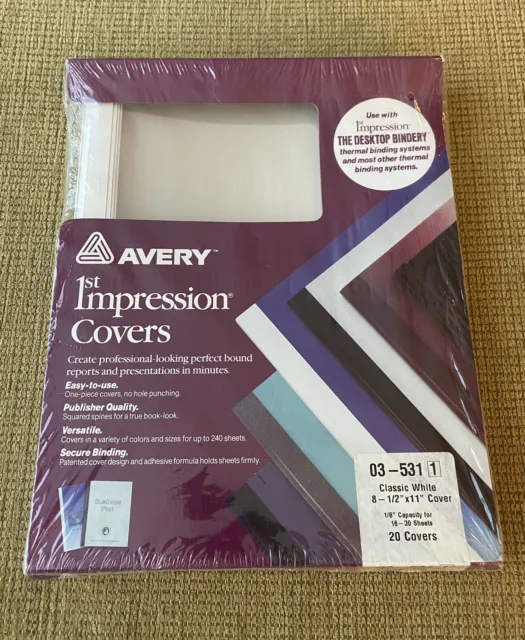 Avery 03-531 1st Impression 1/8” Capacity Covers Classic White, For 31-60 Sheets