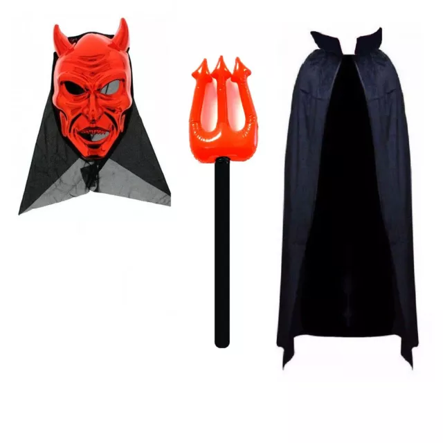 Mens Red Devil Costume Adult Outfit Halloween Boys Demon Fancy Dress Costume UK