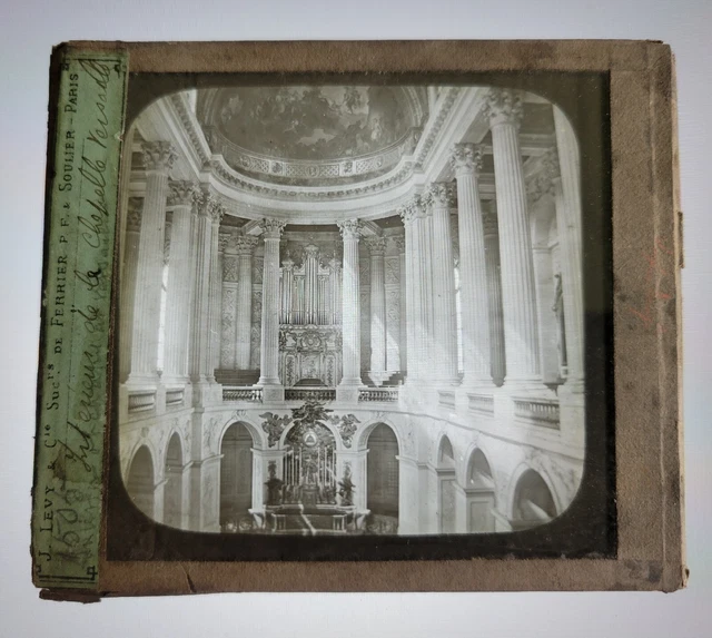 Vintage MAGIC LANTERN SLIDE Royal Chapel at the Palace of Versailles France (B)