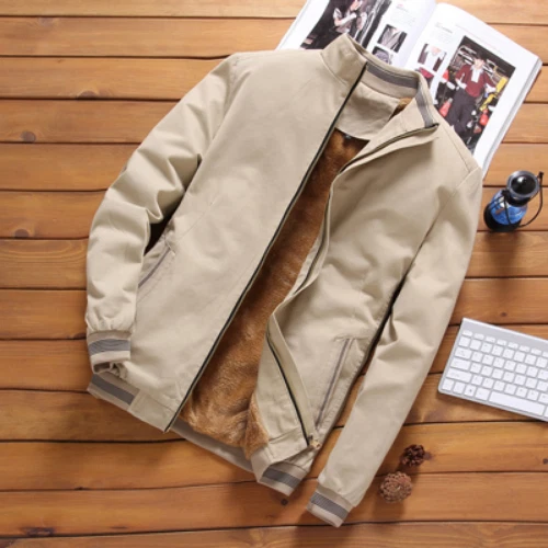 Mens Bomber Jackets Casual Outwear Fleece Thick Warm Windbreaker Jacket