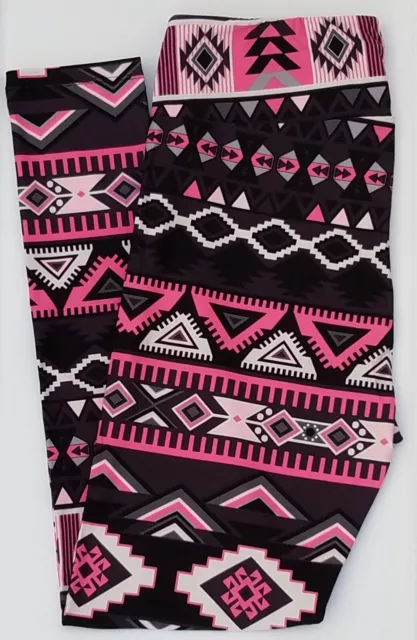 OS LuLaRoe One Size Leggings Multicolor Gray Pink Southwest Aztec Tribal NWT R22