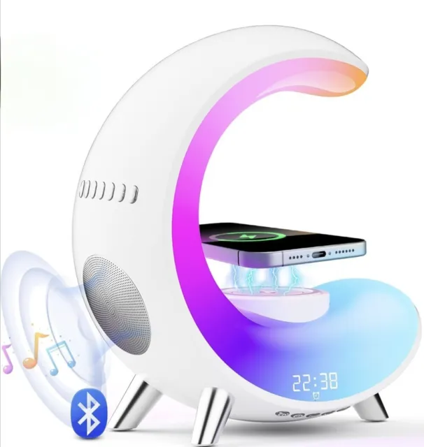 Desk Color Changing Lamp with Wireless Charger Bluetooth Speaker App Controlled