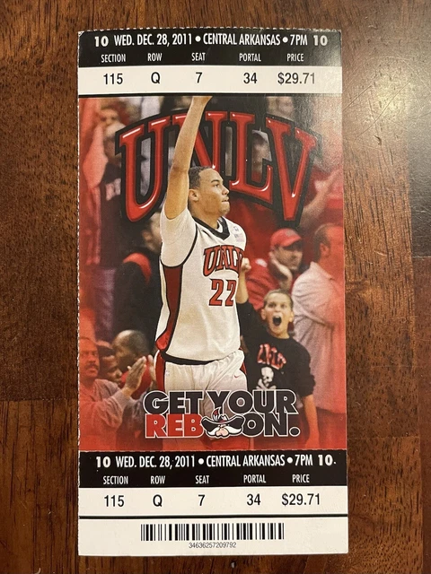 2011 CENTRAL ARKANSAS at UNLV Runnin’ Rebels College Basketball Ticket  12/28