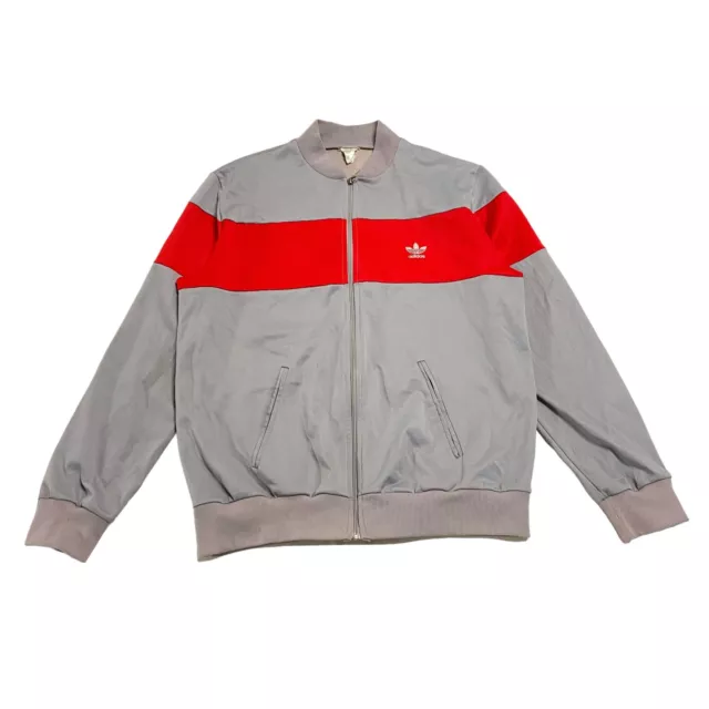 Adidas Originals Soft Shell Track Jacket | Vintage 80s Sportswear Grey Red VTG