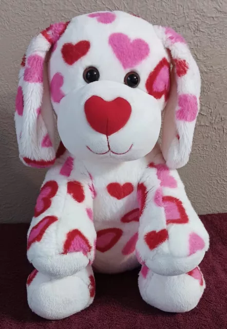 2008 Build A Bear MY HEARTS FUR YOU Puppy Dog Pink & Red Hearts Valentine's Day