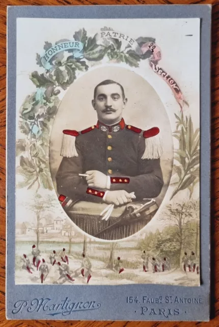 CDV Foto - Französischer Offizier mit Bajonett - P. Martignon Paris um 1870/71
