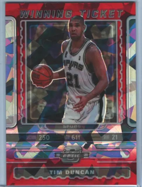 2019-20 Panini Contenders Optic Winning Tickets Red Cracked Ice #19 Tim Duncan