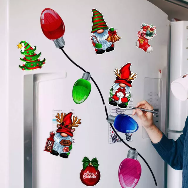 Christmas Car Magnet Set Xmas Gnome Light Bulb Magnetic Holiday Stickers