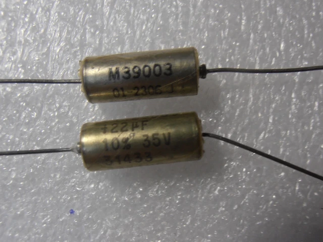 2X M39003/01 22uf 35V 10% 5% Case C Mil-spec Solid tantalum Capacitor Axial
