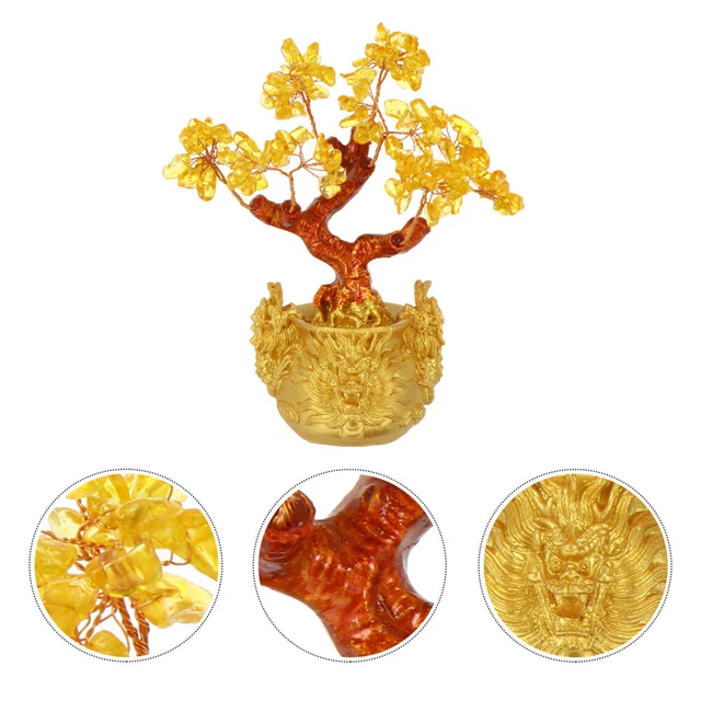 Coin Tree Crystal Bonsai Money Citrine Ornament Decorate