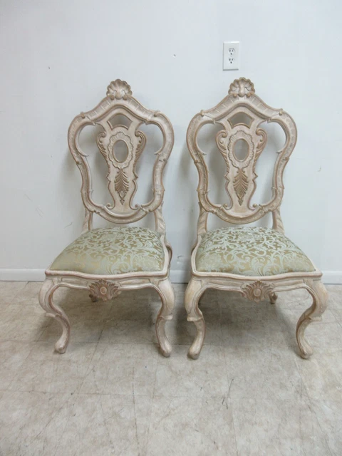 Pair Century Furniture Highly Carved French Dining Room Side Chairs B