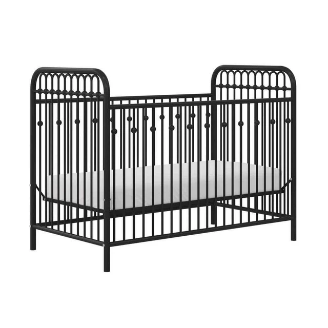 Little Seeds 29.45"H x 54.5"W Metal Toddler Bed Sturdy Standard Mattress Black