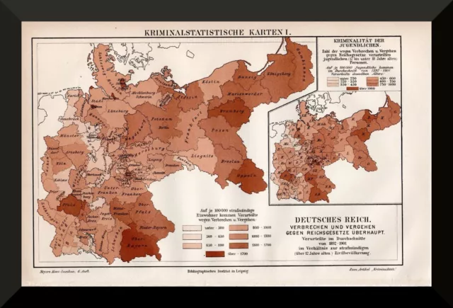 +Deutsches Reich-Kriminalstatistik+ historische Landkarte 1905 +Verbrechen+